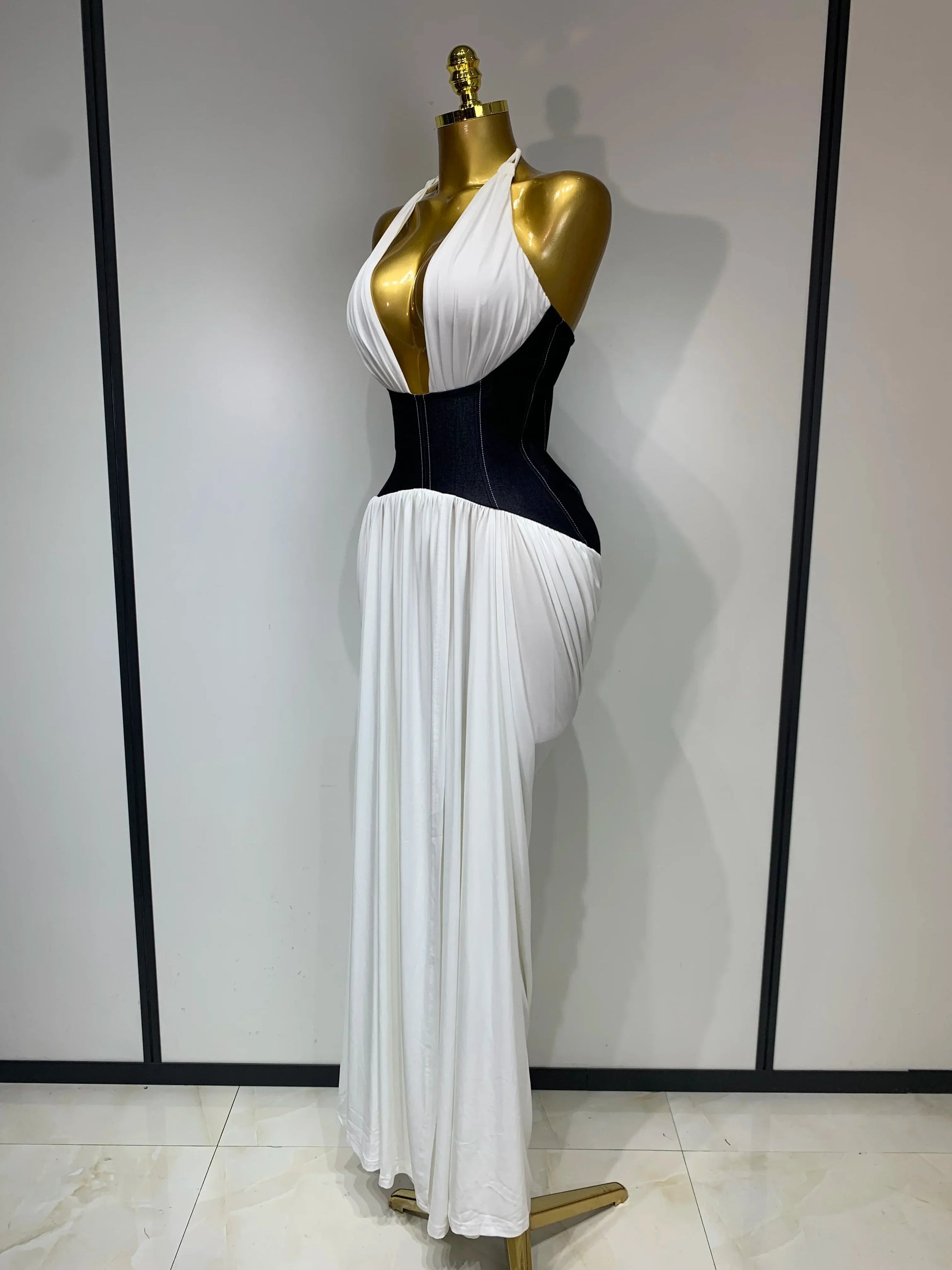 Women Sexy Backless Halter Front Slit Maxi Long Dress Elegant Evening Party Club Dress Luxury Birthday Wedding Guest Gown