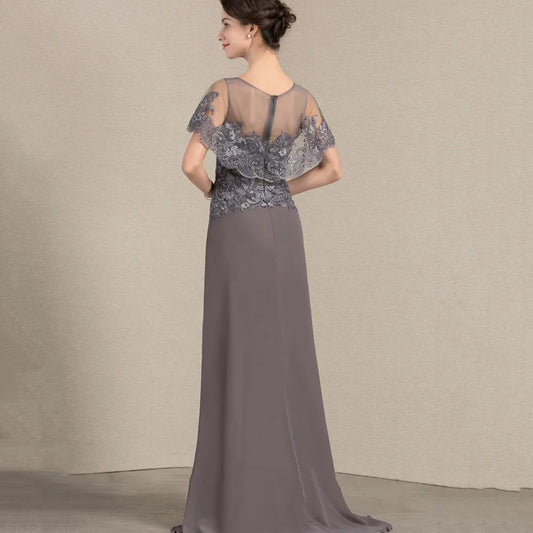 Customized Elegant Chiffon Bridal Dress Straight Lace Wedding Party Gowns Formal Occasion Mother Dresses For Bride