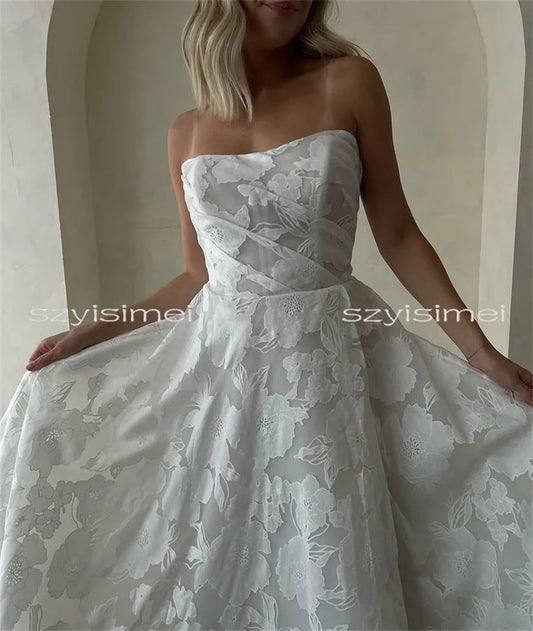 Fashion Off Shoulder Wedding Dresses Sleeveless Sweep Train Bridal Gowns For Women Evening Dress vestidos de novia