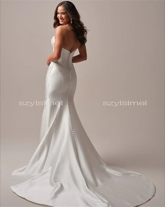 Classical Pleat Sweetheart Mermaid Wedding Dresses Sweep Train Evening Dress For Wedding Custom Made 2026 Rode De Morrie