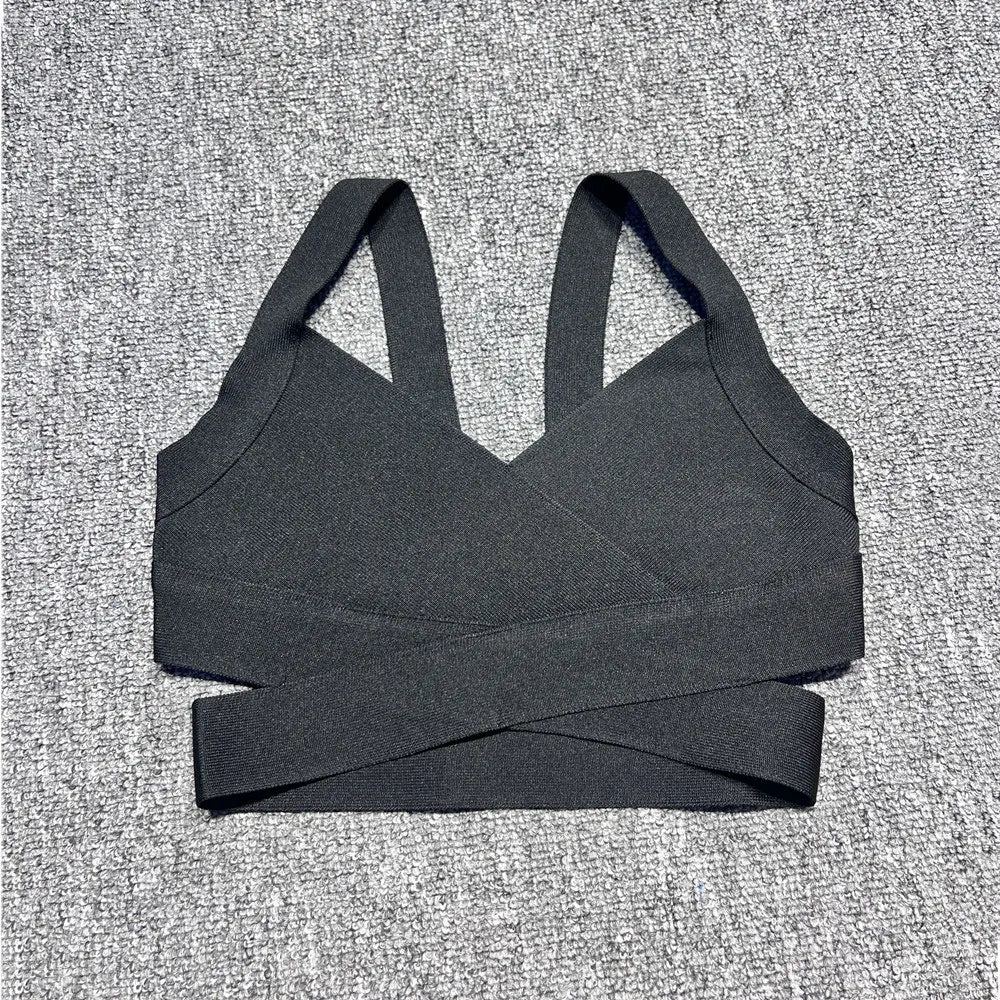 2024 Casual Women'S Ultra Short Bandage Vest Spaghetti Strap Sleeveless Hollow Out Solid Color Backless Top Women'S Sports Vest black