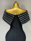 Fashion Sexy Strapless Black Off-shoulder Bodycon Bandade Dress Celebrity Cocktail Party Luxury Birthday Wedding Dresses