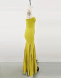 New Fashion Yellow Color Women Sexy Strapless Bodycon Bandage Long Dress Celebrate Birthday Party Evening Outfit Wholesale