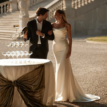 New Design Illusion Mermaid Wedding Dress Sexy Bridal Gown Backless Spaghetti Straps Evening Dresses Vestido De Casamento