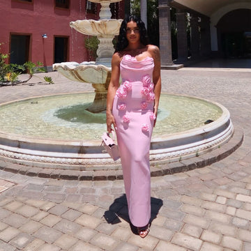 Customized Pink Mermaid Flowers Prom Dress Floor-Length vestidos de noche Luxury Sleeveless Formal Evening Dresses Luxury 2026