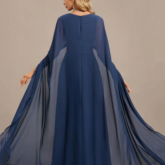 Elegant Chiffon Bridal Dress Split Customized A Line V Neck Wedding Party Gowns Formal Floor Length Mother Dresses For Bride