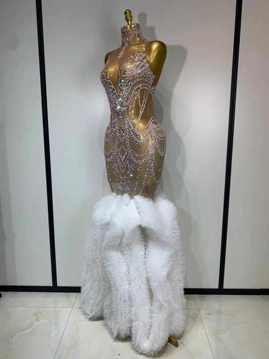 High Quality Women Sparkly Rhinestone Mesh Sleeveless Bodycon Long Dress Wedding Guest Gowns Luxury Birthday Evening Party Dress