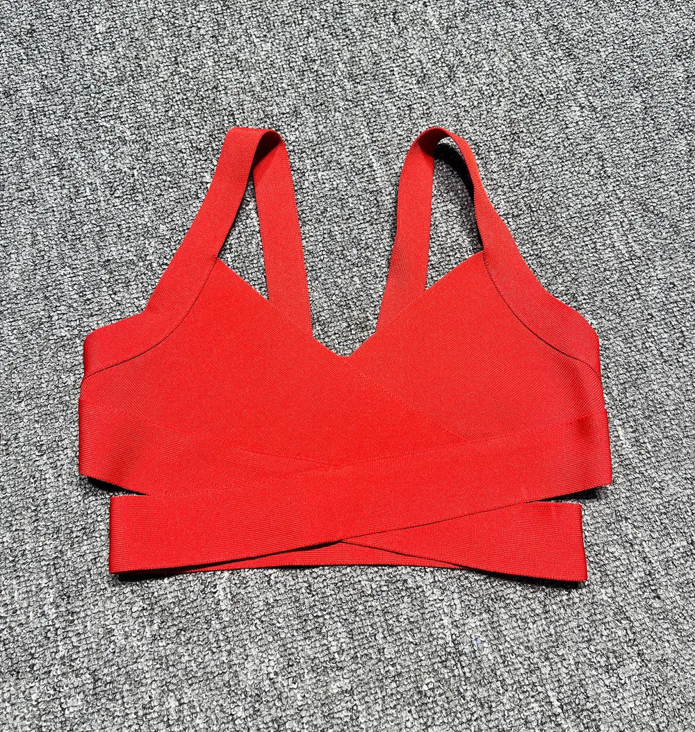 2024 Casual Women'S Ultra Short Bandage Vest Spaghetti Strap Sleeveless Hollow Out Solid Color Backless Top Women'S Sports Vest Red