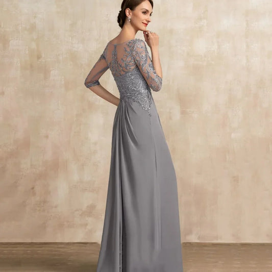 Customized Elegant Chiffon Dress Formal Occasion Half Sleeves A Line Wedding Party Gowns Lace Mother Dresses New For Bride