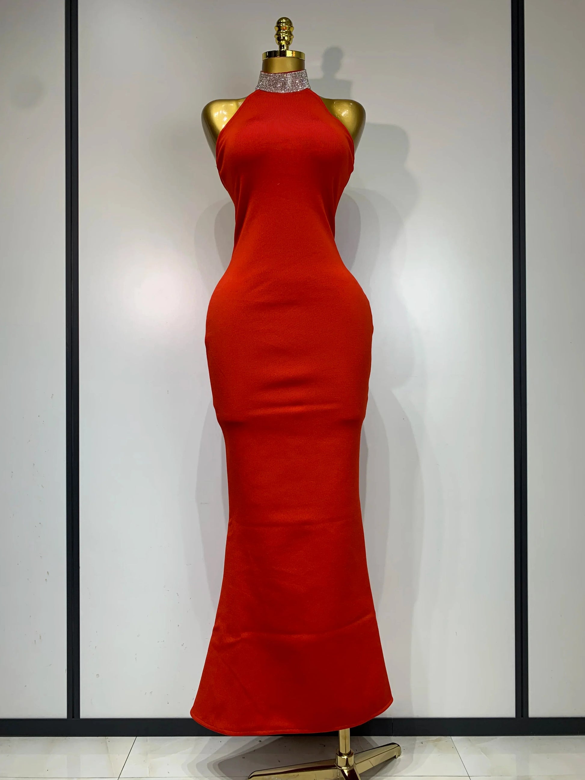 Luxury Birthday Bandage Dress Women 2025 Elegant Red Halter Backless Celebrity Evening Party Wedding Gowns Club Gala Dresses Red