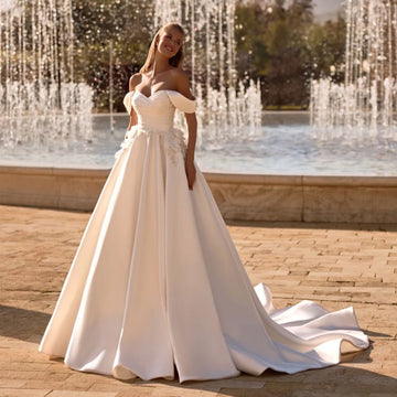 Simple A-Line Wedding Dresses 2026 Sweetheart Long Bridal Dress For Women Sweep Train Evening Wedding Prom Gowns Customized