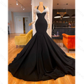 Black Elegant Halter Neck Mermaid Evening Dresses Off-The-Shoulder Floor-Length White Sleeves Gown Custom Vestidos De Gala