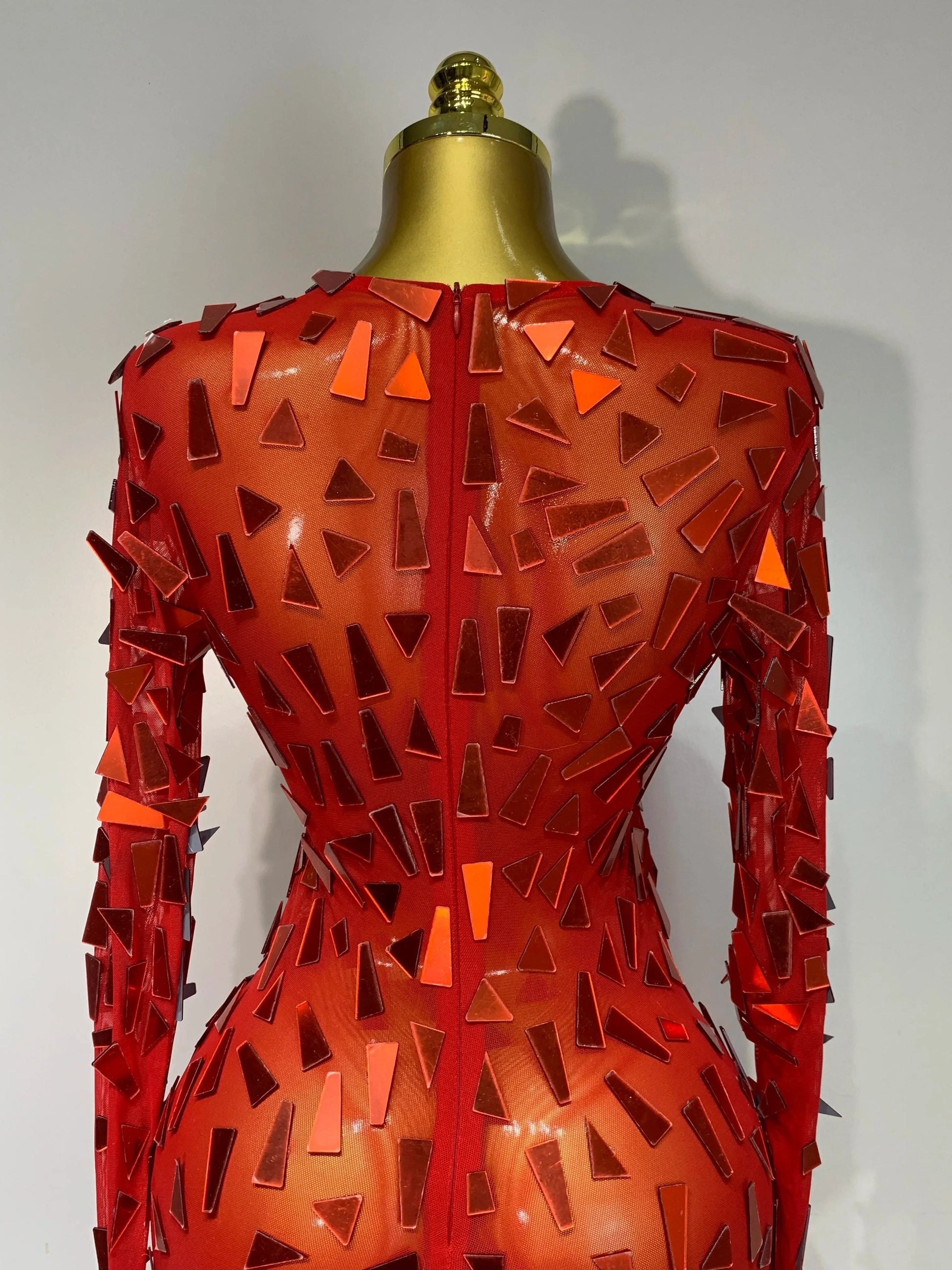 Sparkly Sequin Red Long Dress Luxury Birthday Celebrate Wedding Evening Prom Clothing Sexy Mesh See Through Strech Evening Gown