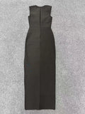 New Arrival Women Sexy Sleeveless Pearl Beading Bodycon Bandage Long Dress Celebrate Evening Party Nightclub Outfit Vestido