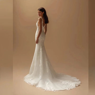 Charming V-Neck Wedding Dresses Sexy Lace Appliques Spaghetti Strapes Backless Mermaid Bridal Gown Vestido De Novia