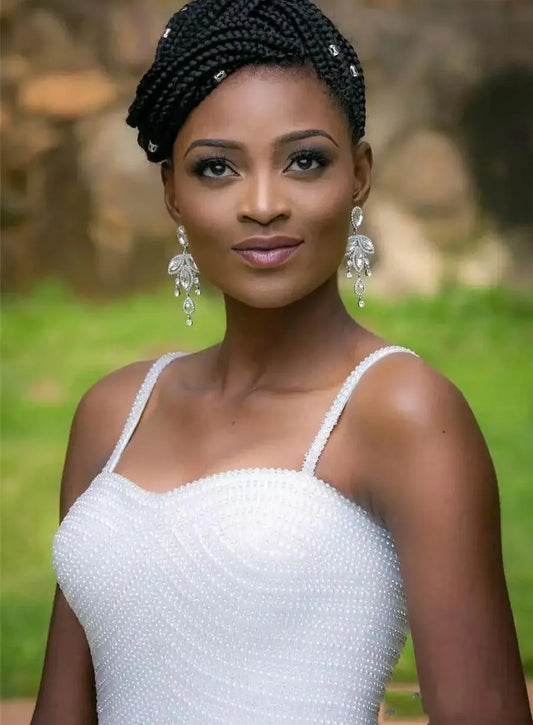 African Bridal Gown Wedding Dress Spaghetti Straps Sweet Lace-Up Back Beading Puffy Tulle Robe Mariage Vestidos De Noiva