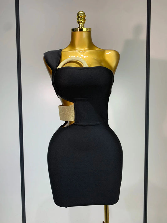 Luxury Birthday Dress Women Sexy Backless Black Bodycon Bandage Mini Dress Celebrate Birthday Evening Party Fashion Dress black
