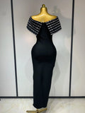 Fashion Sexy Strapless Black Off-shoulder Bodycon Bandade Dress Celebrity Cocktail Party Luxury Birthday Wedding Dresses