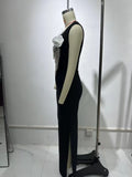 New Arrival Women Sexy Sleeveless Pearl Beading Bodycon Bandage Long Dress Celebrate Evening Party Nightclub Outfit Vestido
