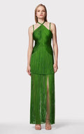 Black Green Women Sleeveless Sexy Strap V-Neck Bodycon Long Tassels Bandage Dress Celebrate Fashion Red Carpet Evening Dress green