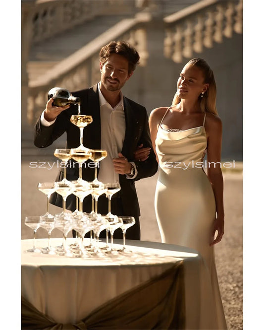 New Design Illusion Mermaid Wedding Dress Sexy Bridal Gown Backless Spaghetti Straps Evening Dresses Vestido De Casamento