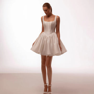 Moden Mini Wedding Dresses A-Line Backless Zipper Bridal Dress Customized Short Party Evening Gown vestidos de novia