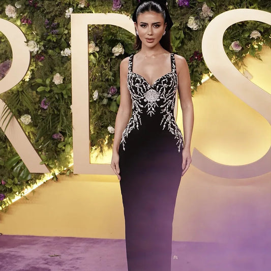 New Summer Women Sleeveless Sexy Strap V-Neck Shinning Crystal Bodycon Long Bandage Dress Celebrate Evening Party Outfit