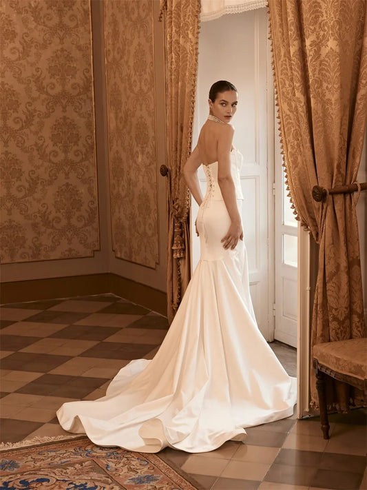 Fashion Sweetheart Lace Appliques Wedding Dress Corset For Back Mermaid Evening Gown Custom Size Bride Gowns