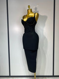 Women Sexy Beading Spaghetti Strap Bodycon Bandage Dress Club Party Luxury Birthday Celebrity Elegant Dresses Wedding Guest Gown