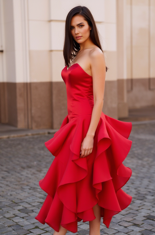 Stunning Red Evening Dress and Prom Gown with a Backless Design for a Sexy Look