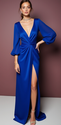 Ultra-Modern Blue Evening Dress & Prom Gown with Geometric Patterns
