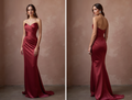 Classic Red Evening Dress & Prom Dress with Empire Waist for a Flowy Look