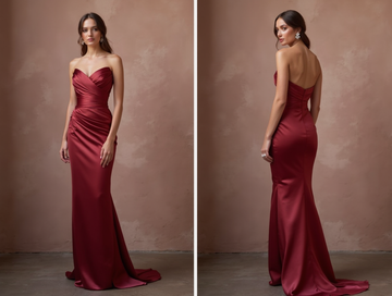Classic Red Evening Dress & Prom Dress with Empire Waist for a Flowy Look