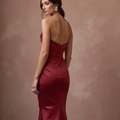 Classic Red Evening Dress & Prom Dress with Empire Waist for a Flowy Look