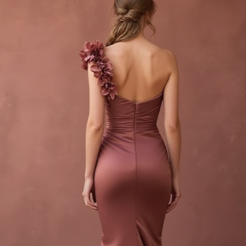 Fashionable Pink Evening Dress & Prom Dress with Rhinestone Straps