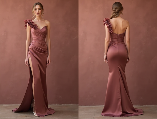 Fashionable Pink Evening Dress & Prom Dress with Rhinestone Straps