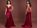 Romantic Red Evening Dress & Prom Dress with Floral Lace and Beaded Waist