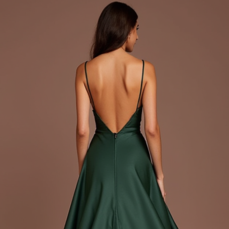 Stylish Green Evening Dress & Prom Gown with Satin Corset and Pleated Skirt