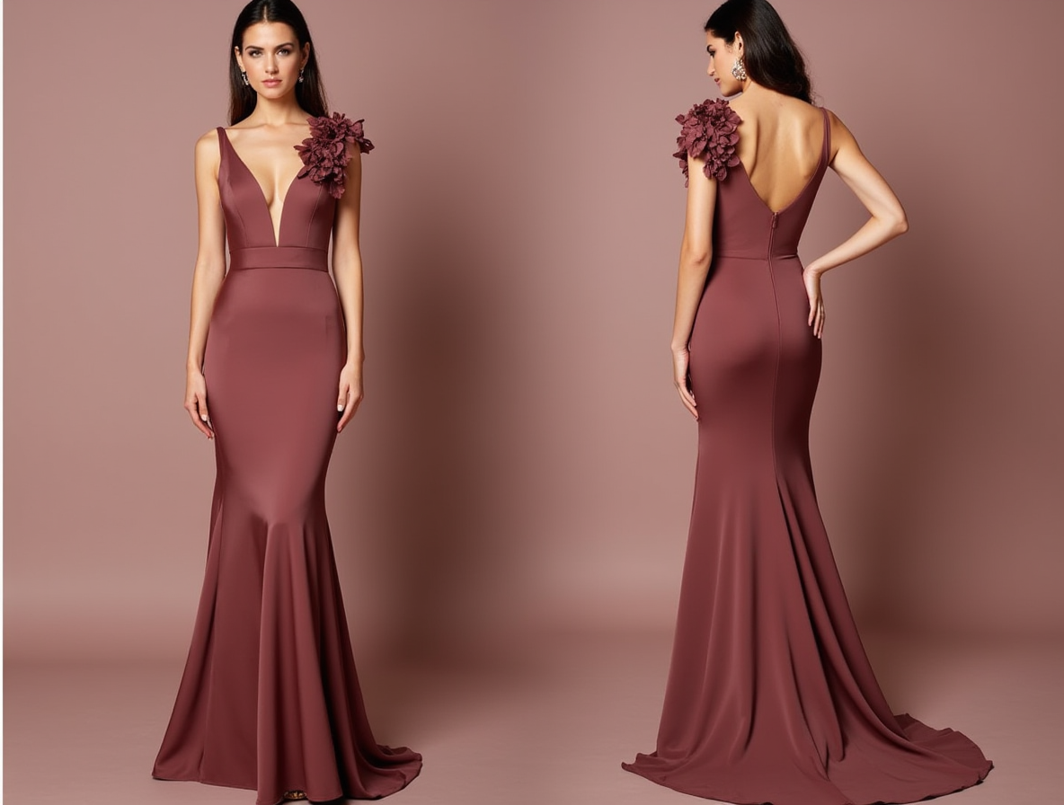 Show-Stopping Brown Evening Dress & Prom Dress with Gold Embellishments