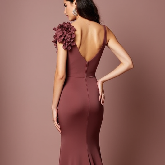 Show-Stopping Brown Evening Dress & Prom Dress with Gold Embellishments