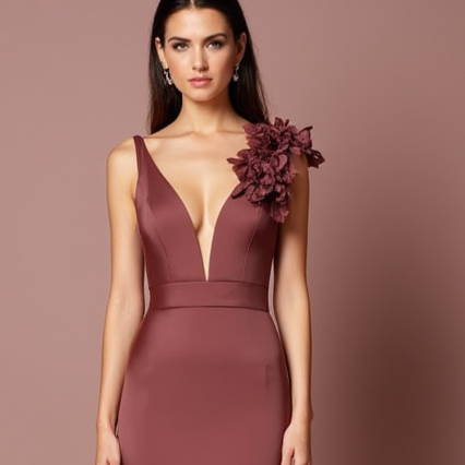 Show-Stopping Brown Evening Dress & Prom Dress with Gold Embellishments
