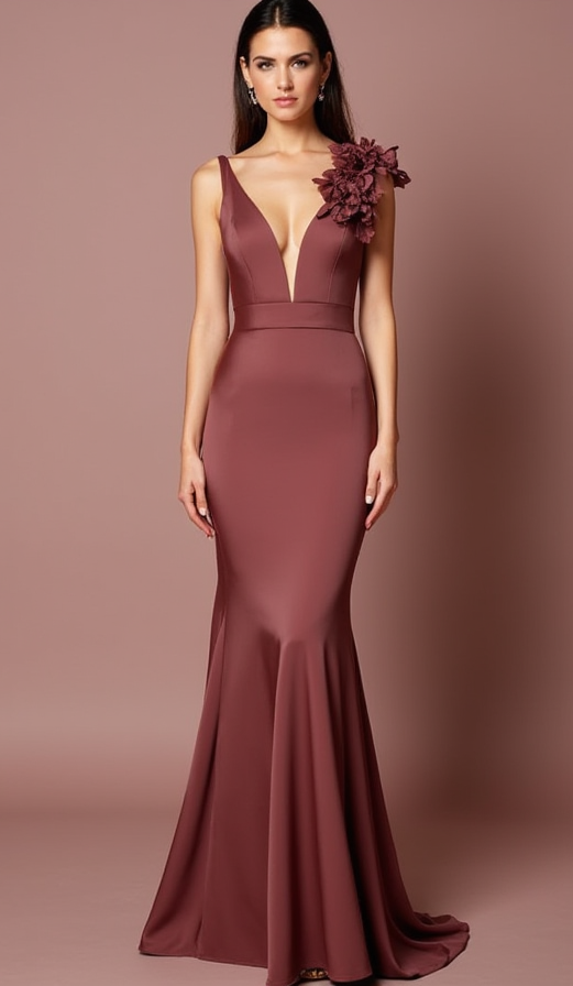 Show-Stopping Brown Evening Dress & Prom Dress with Gold Embellishments