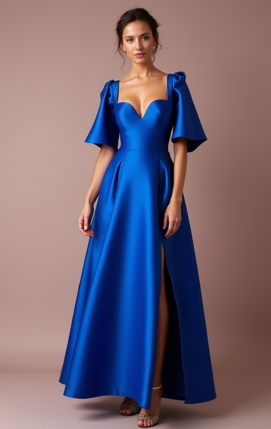 Sexy Blue Evening Dress and Prom Gown with a Slit for a Bold, Edgy Look