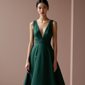 Luxurious Green Evening Dress & Prom Dress with High Neck and Embroidered Details