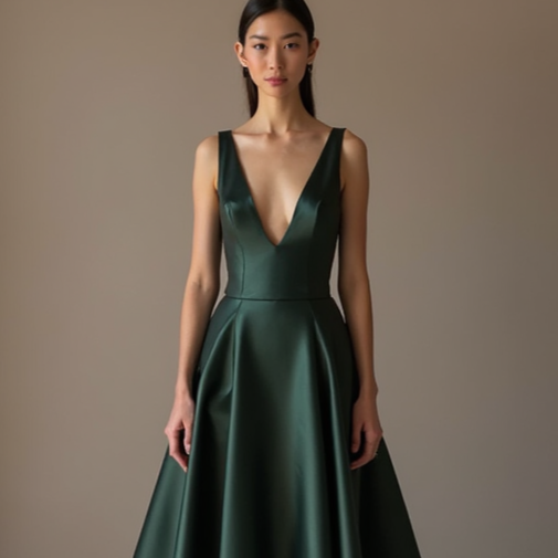 Flattering Green Evening Dress & Prom Gown with Ruched Fabric for a Sculpted Fit
