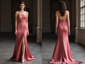 Elegant Pink Evening Dress & Prom Dress with Beaded Straps and Flowing Skirt