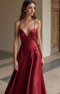 Unique Red Evening Dress & Prom Dress with Mixed Fabrics for a Standout Look