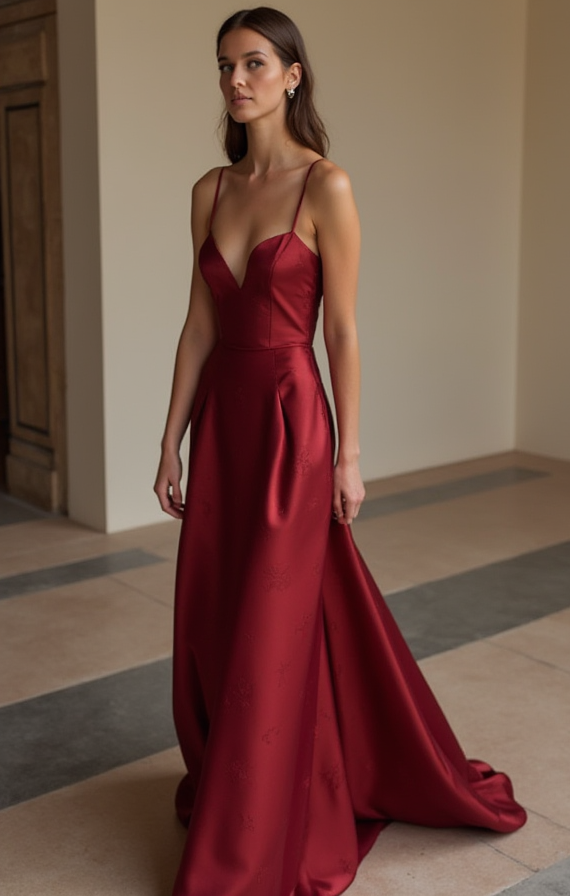 Unique Red Evening Dress & Prom Dress with Mixed Fabrics for a Standout Look