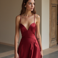 Unique Red Evening Dress & Prom Dress with Mixed Fabrics for a Standout Look